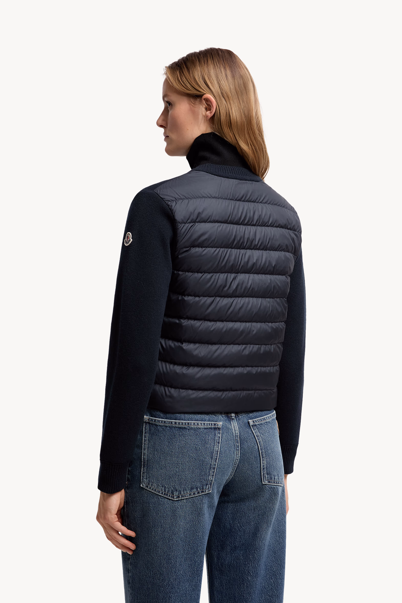 Padded Wool Cardigan Women Navy Blue Moncler 5